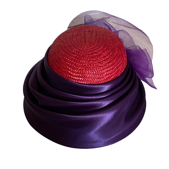 Women derby/church straw satin bow hat - Picture 10 of 12